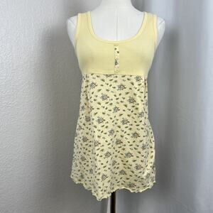 VTG Angels Top Juniors Large Yellow Floral Babydoll Tank Coquette Y2K Fairy Twee